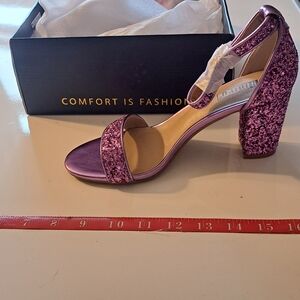 Sparkle Block Heel Sandal - Purple Glitter